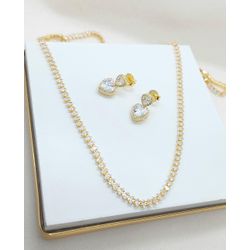 Kit de Brinco e Riviera Zircônias Banhados a Ouro ... - A S JOIAS E SEMIJOIAS