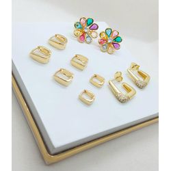 Kit de Trio de Argolas, Brinco Flor, Brinco Argola... - A S JOIAS E SEMIJOIAS