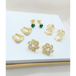 Kit de Brincos Banhados a Ouro - 239 - A S JOIAS E SEMIJOIAS