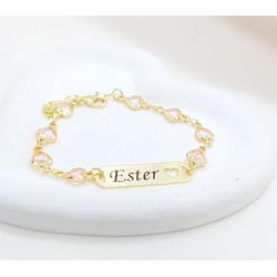 Pulseira Personalizada Infantil Banhada a Ouro Com... - A S JOIAS E SEMIJOIAS
