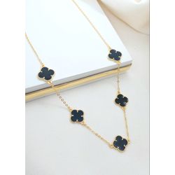 Colar 5 Trevos Preto Resinado Banhada a Ouro - 99... - A S JOIAS E SEMIJOIAS