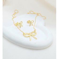 Conjunto Laço Banhado a Ouro - 997.31 - A S JOIAS E SEMIJOIAS