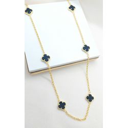 Colar 6 Trevos Preto Banhada a Ouro na Corrente de... - A S JOIAS E SEMIJOIAS