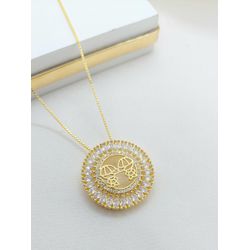 Colar Mandala Zircônias Dois Meninos Banhada a Our... - A S JOIAS E SEMIJOIAS