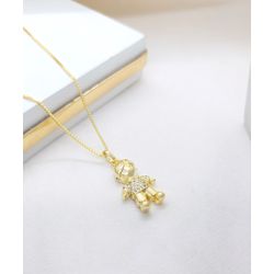 Colar Menino Com Detalhes em Microzircônias Banhad... - A S JOIAS E SEMIJOIAS