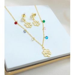 Conjunto Infantil Colar E Brinco Banhado a Ouro -... - A S JOIAS E SEMIJOIAS