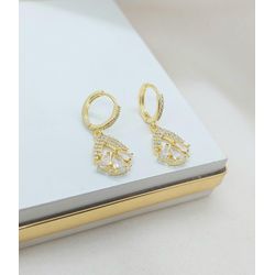 Brinco Argola Zircônias Banhado a Ouro - 999.7.9 - A S JOIAS E SEMIJOIAS
