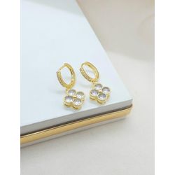 Brinco Trevo Banhado a Ouro Com Pedras - 999.7.1 - A S JOIAS E SEMIJOIAS