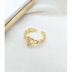 Anel Ajustável Circulo Elos Banhado a Ouro - 998.... - A S JOIAS E SEMIJOIAS