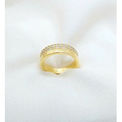 Anel Cravejado Com Zircônias e Banhado à Ouro - 97... - A S JOIAS E SEMIJOIAS