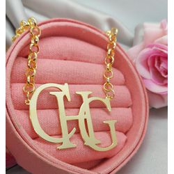 Colar Monograma Personalizado Banhado a Ouro 3 Let... - A S JOIAS E SEMIJOIAS