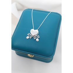 Colar Coração Liso Com Duas Meninas Em Prata 925 ... - A S JOIAS E SEMIJOIAS