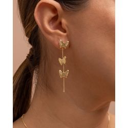Brinco Borboletas Penduradas Banhado a Ouro - 999... - A S JOIAS E SEMIJOIAS