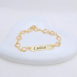 Pulseira Personalizada Infantil Banhada a Ouro Com... - A S JOIAS E SEMIJOIAS