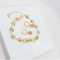 Conjunto Infantil Personalizado Pulseira e Brinco ... - A S JOIAS E SEMIJOIAS