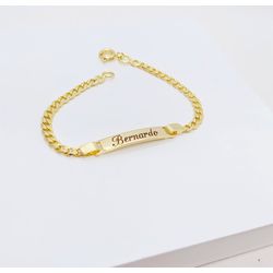 Pulseira Personalizada Infantil Chapinha Banhada a... - A S JOIAS E SEMIJOIAS