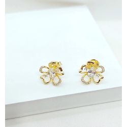 Brinco Flor Com zircônias Banhado a Ouro - 999.112 - A S JOIAS E SEMIJOIAS