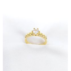 Anel Com Pedra e Folhas Com Zircônias Banhado à Ou... - A S JOIAS E SEMIJOIAS