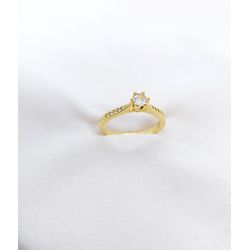 Anel Com Pedra Redonda e Zircônias Banhado à Ouro ... - A S JOIAS E SEMIJOIAS