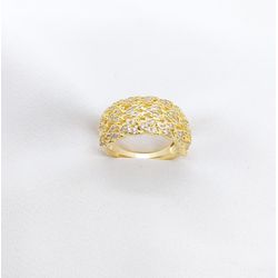 Anel Corações Cravejados Com Zircônias Banhado à O... - A S JOIAS E SEMIJOIAS