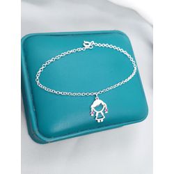 Pulseira Com Pingente Menina Prata 925 - 00149 - A S JOIAS E SEMIJOIAS