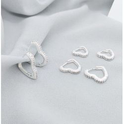 Trio de Argolas Coração Com Zirconias Cravejadas B... - A S JOIAS E SEMIJOIAS