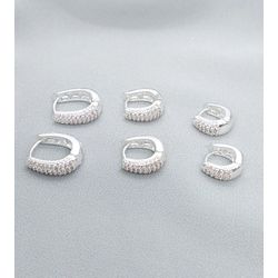 Trio de Argolas Com Zirconias Cravejadas Banhada a... - A S JOIAS E SEMIJOIAS