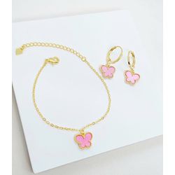 Conjunto Infantil Pulseira e Brinco de Argola Borb... - A S JOIAS E SEMIJOIAS