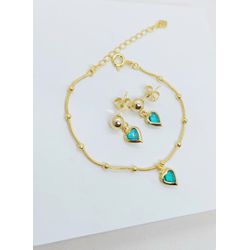 Conjunto Infantil Pulseira e Brinco de Banhado a O... - A S JOIAS E SEMIJOIAS