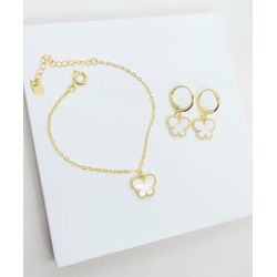 Conjunto Infantil Pulseira e Brinco de Argola Borb... - A S JOIAS E SEMIJOIAS