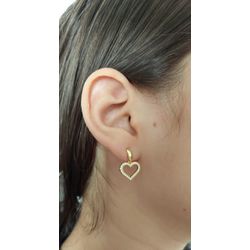 Brinco Coração Zircônias Banhado a Ouro - 999.7.8... - A S JOIAS E SEMIJOIAS
