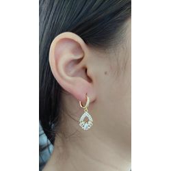 Brinco Argola Zircônias Banhado a Ouro - 999.7.9 - A S JOIAS E SEMIJOIAS