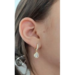 Brinco Argola Gota Zircônias Banhada a Ouro - 999.... - A S JOIAS E SEMIJOIAS