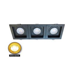 Spot Recuado Triplo Preto Para Dicroica Mr16 Led M... - Benled