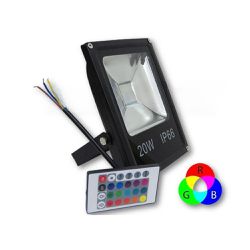 Refletor Holofote De Led 20w Rgb C/controle a Prov... - Benled