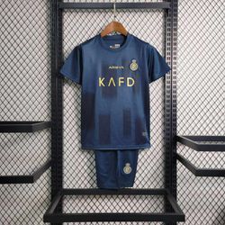 Conjunto Infantil Al Nassr Away 23/24 - Azul Marin... - GOAT SPORTS