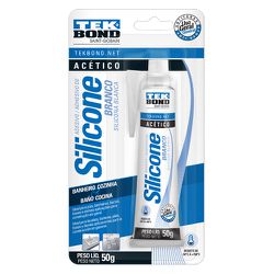 TEK BOND SILICONE ACETICO BRANCO 50G BLISTER - 10868 - ATACADO ZR