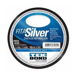 TEK BOND FITA SILVER TAPE PRETA 48MMX5M - 11952 - ATACADO ZR
