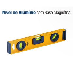 BRASFORT NÍVEL ALUMÍNIO BASE MAGNÉTICA 35CM - 05412 - ATACADO ZR