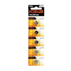 FOXLUX BATERIA ALCALINA 1,5V LR54 BLISTER C/ 05 UN - 10400 - ATACADO ZR