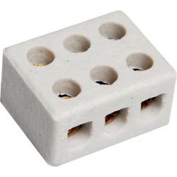 FOXLUX CONECTOR PORCELANA 3 POLOS 10MM - 06211 - ATACADO ZR