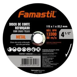 FAMASTIL DISCO DE CORTE METAL 4.1/2 X 1,0 X 22,2 (2T) - 0918 - ATACADO ZR