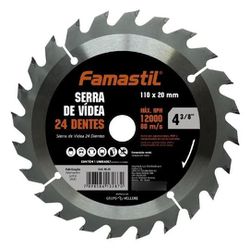 FAMASTIL DISCO SERRA CIRCULAR VIDEA 4.3/8”x 24D x 20MM - 095... - ATACADO ZR