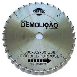 Disco de Serra Circular para Madeira Demolição 300 mm x 36 Dentes Cortec - Atacadão das Serras