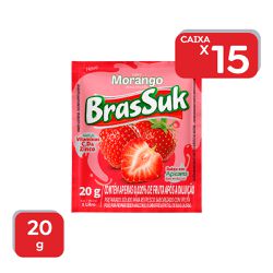 Refresco em Pó Brassuk Morango 20g - 15x20g - 1376... - Atacado Mirim