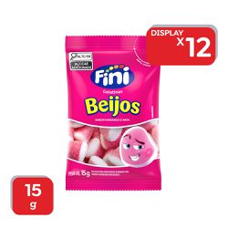 Bala Gelatina Fini Beijos Morango 15g - 12X15g - 1... - Atacado Mirim