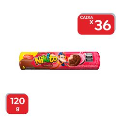 Biscoito Recheado Chocolate e Morango Nikito - 36x... - Atacado Mirim