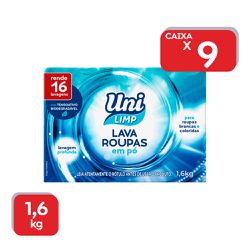 Lava Roupas Em Pó Unilimp 1,6Kg - 1x9Un - 19151 - Atacado Mirim