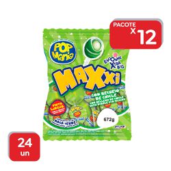 Pirulito Pop Mania Maxxi Maça Verde - 12x24Un - 19... - Atacado Mirim