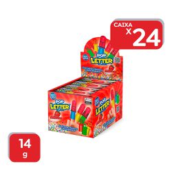 Pirulito Pop Letter Morango 14g - 24x14g - 19207 - Atacado Mirim
